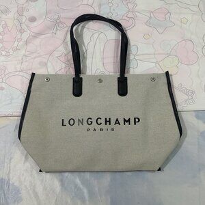 Longchamp Logo-Print Canvas Shoulder Tote Bag